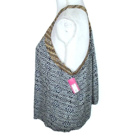 XHILARATION NAVY, WHITE, & GOLD TANK TOP W/ SPLIT BACK SZ.XXL NWT - Picture 2 of 7